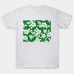 Green Hibiscus Pattern T-Shirt